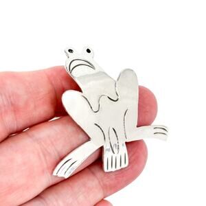 Vintage Mexico Taxco TC-87 Sterling Silver 925 Frog Pin Brooch Pendant
